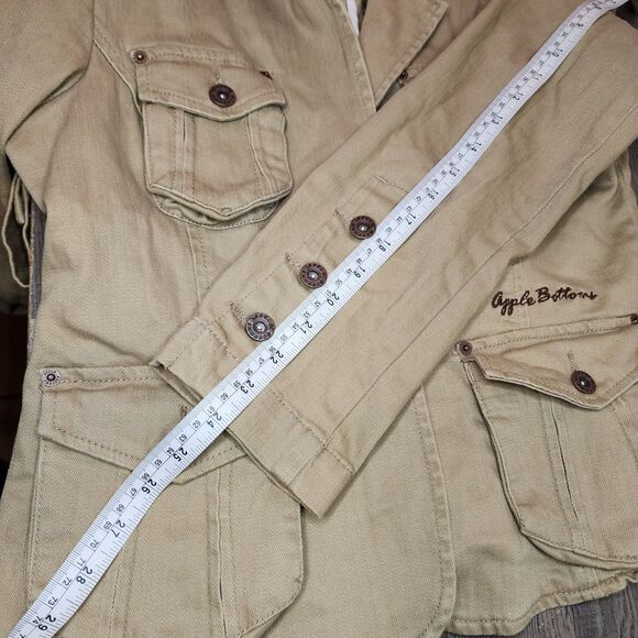 Vintage Apple Bottoms Denim Jacket Y2K Military Button Pockets Womens Medium - Picture 15 of 16